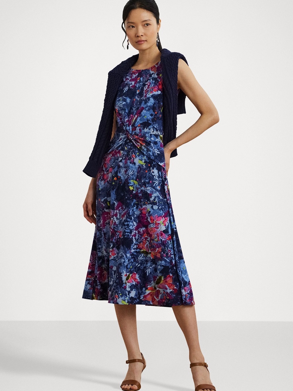 Lauren Ralph Lauren Print Twist-Front Jersey Dress Size 14W women’s plus
